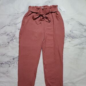 SO Dusty Pink Paperbag Taper Pants